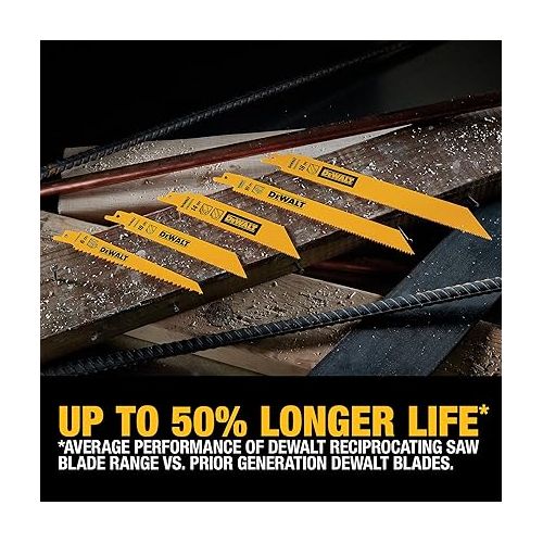  DEWALT Reciprocating Saw Blades, Bi-Metal, 6-Piece Set (DW4896)