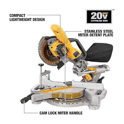  DEWALT 20V MAX* 7-1/4-Inch Miter Saw, Cordless (DCS361M1)