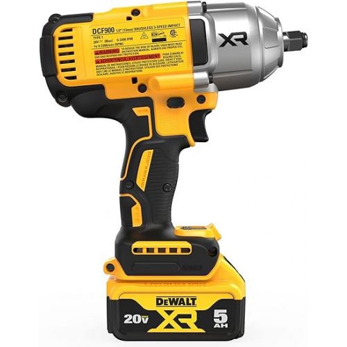  DEWALT 20V MAX XR 1/2 in. High Torque Impact Wrench with Hog Ring Anvil Kit (DCF900P2)