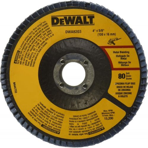  DEWALT DWA8203 80 Grit Zirconia T29 Flap Disc, 4-Inch X 5/8-Inch