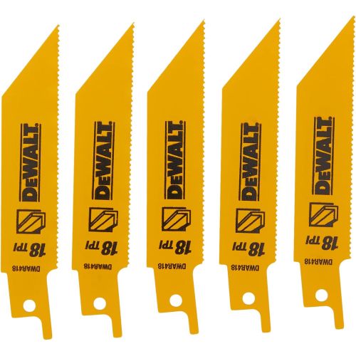  DEWALT DW4810 4-Inch 18 TPI Straight Back Bi-Metal Reciprocating Saw Blade (5-Pack)