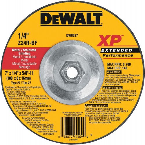  DEWALT DW8827 7-Inch by 1/4-Inch by 5/8-Inch-11 XP Grinding Wheel