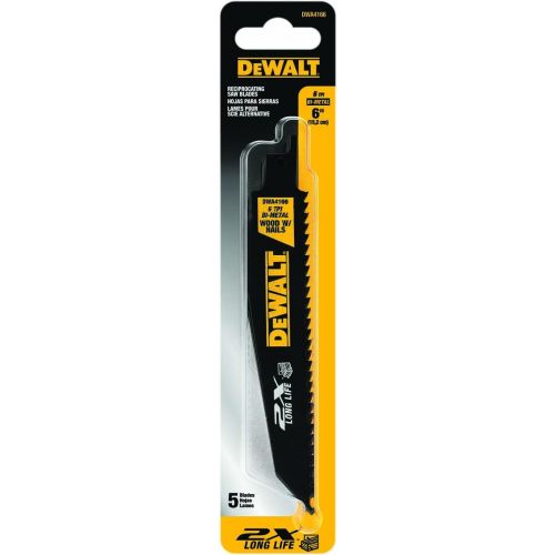 DEWALT DWA4166 6-Inch 6TPI 2X Reciprocating Saw Blade (5-Pack)