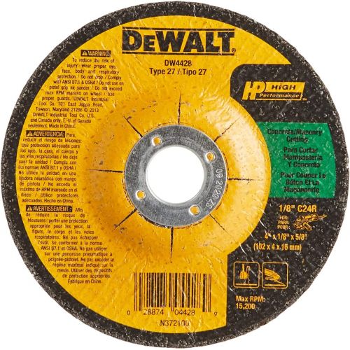  DEWALT DW4428 4-Inch by 1/8-Inch by 5/8-Inch Concrete/Masonry Cutting Wheel