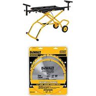DEWALT DWX726 Rolling Miter Saw Stand w/ DW3128P5 80 Tooth and 32T ATB Thin Kerf 12-inch Crosscutting Miter Saw Blade, 2 Pack