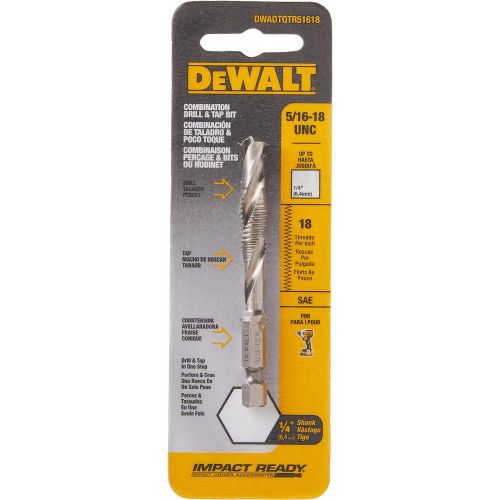  DEWALT DWADTQTR51618 Impact Ready 5/16 18 UNC Drill Tap, 1/4 Capacity