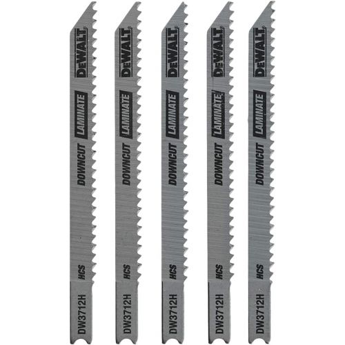  DEWALT Jigsaw Blades, Laminate Down Cutting, U-Shank, 4-Inch, 10-TPI, 5-Pack (DW3712H)