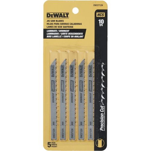  DEWALT Jigsaw Blades, Laminate Down Cutting, U-Shank, 4-Inch, 10-TPI, 5-Pack (DW3712H)