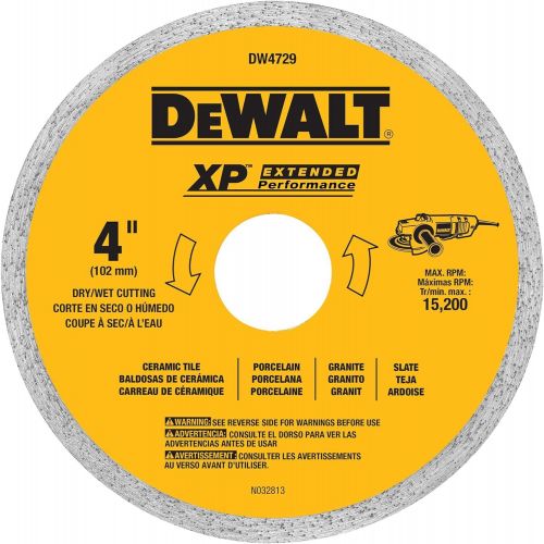  DEWALT DW4729 4-Inch Continuous Rim Diamond Saw Blade with 7/8-Inch Arbor for Tile