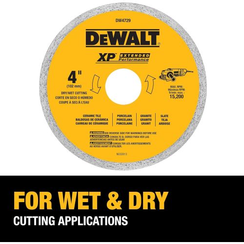  DEWALT DW4729 4-Inch Continuous Rim Diamond Saw Blade with 7/8-Inch Arbor for Tile