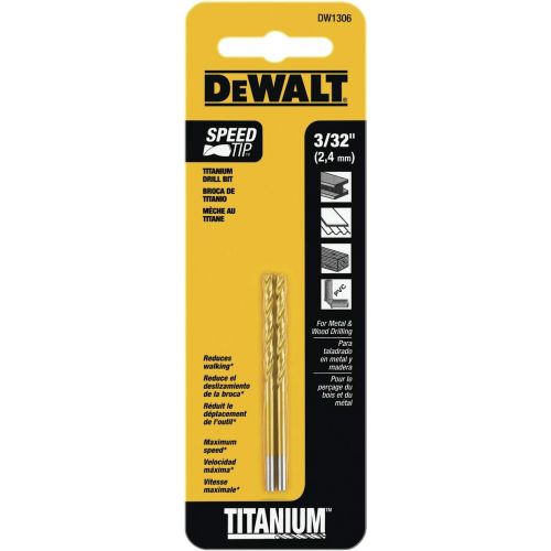  DEWALT DW1306 3/32-Inch Titanium Split Point Twist Drill Bit