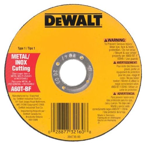  DEWALT DW8063 5-Inch by .045-Inch by 7/8-Inch A60T Abrasive Metal/INOX Cutting Wheel