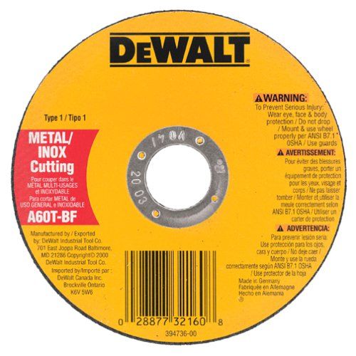  DEWALT DW8063 5-Inch by .045-Inch by 7/8-Inch A60T Abrasive Metal/INOX Cutting Wheel