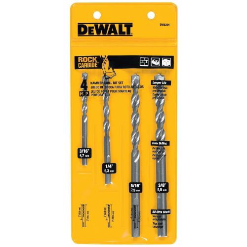  DEWALT Masonry Drill Bit Set, Percussion, 4-Piece (DW5204)