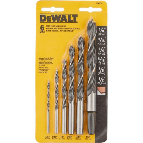  DEWALT Drill Bit Set, Brad Point, 6-Piece (DW1720)