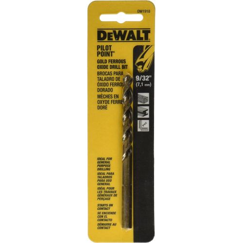  DEWALT DW1918 9/32-Inch Gold Ferrous Oxide Pilot Point Twist Drill Bit