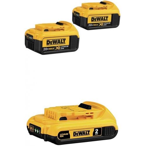  DEWALT 20V MAX XR Battery, 4.0Ah, 2-Pack with Extra 2.0Ah Battery (DCB204-2 & DCB203)