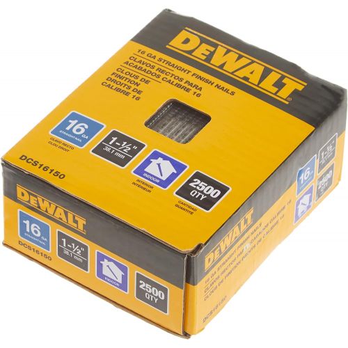  DEWALT Finish Nails, 1-1/2-Inch, 16GA, 2000-Pack (DCS16150)