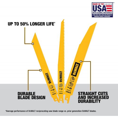  DEWALT DW4896 Bi-Metal Reciprocating Saw Blade Set With Case, 6-Piece