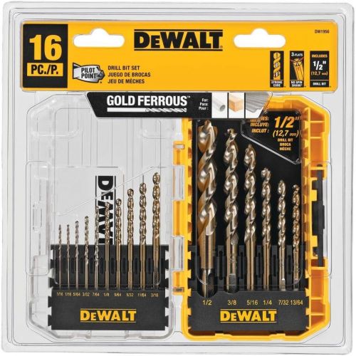  DEWALT Drill Bit Set with Pilot Point, 16-Piece (DW1956)