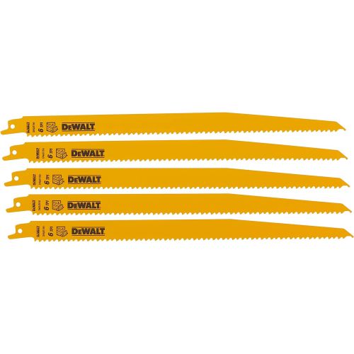  DEWALT Reciprocating Saw Blades, Bi-Metal, 12-Inch, 6 TPI, 5-Pack (DW4804)