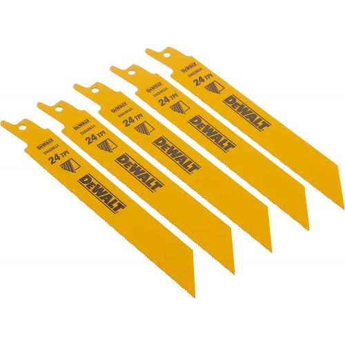  DEWALT Reciprocating Saw Blades, Straight Back, Bi-Metal, 6-Inch 24 TPI, 5-Pack (DW4813)