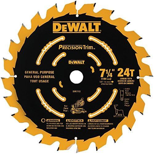  DEWALT DW7112PT DEWALT DW7112PT 24T Precision Trim Miter Saw Blade, 7-1/4