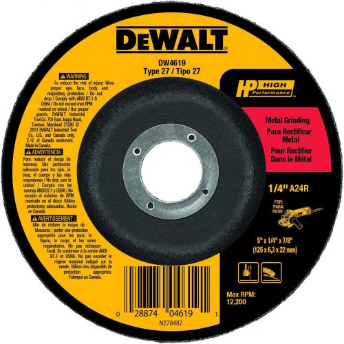  DeWalt DW4619 5 x 1/4 x 7/8 General Purpose Metal Grinding Wheel