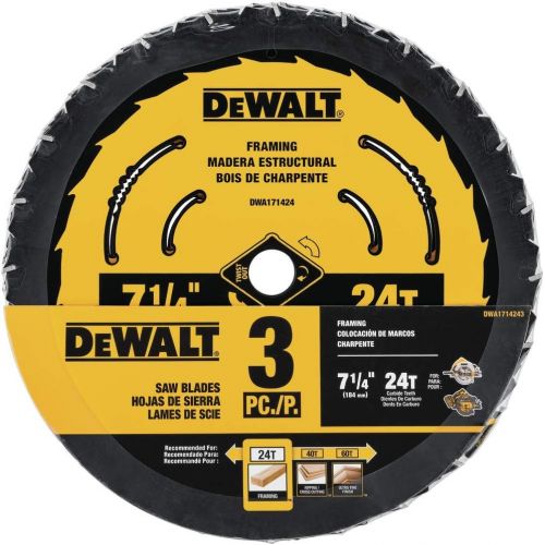  DEWALT DWA1714243 7-1/4-Inch 24-Tooth Circular Saw Blade, 3-Pack