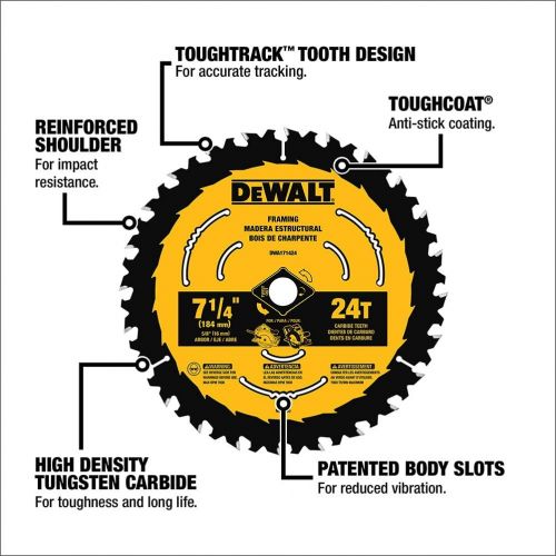  DEWALT DWA1714243 7-1/4-Inch 24-Tooth Circular Saw Blade, 3-Pack