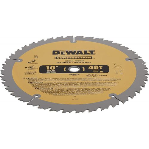  DEWALT 10-Inch Miter / Table Saw Blade, ATB, Thin Kerf, 5/8-Inch Arbor, 40-Tooth (DW3114)