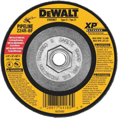  DEWALT DW8807 4-1/2-Inch by 1/8-Inch by 5/8-Inch-11 XP Grinding Wheel