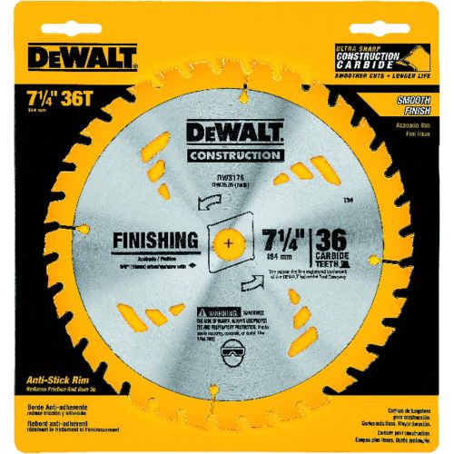  DEWALT DW3176 Construction Series 7-1/4-Inch 36-Tooth Thin Kerf Finishing Saw Blade with 5/8-Inch Diamond Knockout Arbor