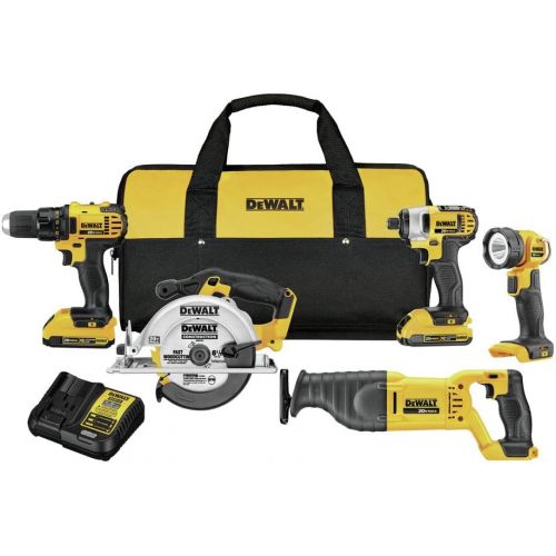  DEWALT 20V MAX Cordless Drill Combo Kit, 5-Tool (DCK520D2)