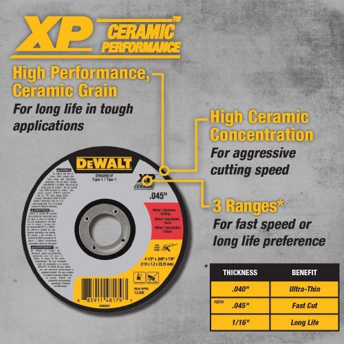  DEWALT DWA8953F T1 XP CER Fast Cut-Off Wheel, 6 x 0.045 x 7/8