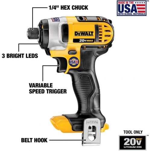  DEWALT 20V MAX Impact Driver Kit with 1 Battery, 1/4-Inch (DCF885L1)