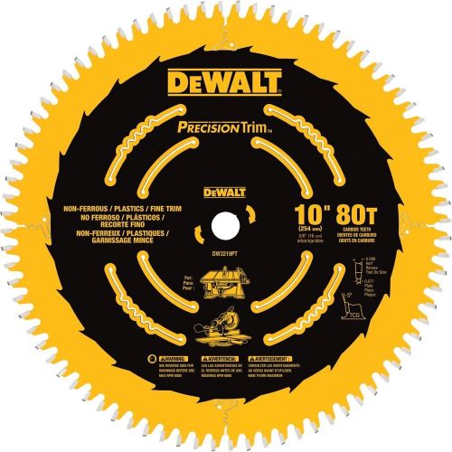  DEWALT 10-Inch Miter / Table Saw Blade, Fine Crosscutting, 80-Tooth (DW3219PT)