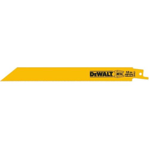  DEWALT Reciprocating Saw Blades, Straight Back, Bi-Metal, 8-Inch, 18 TPI, 5-Pack (DW4821)