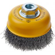 DEWALT Wire Cup Brush, Crimped, Carbon Steel, 4-Inch x 5/8-Inch, 11 HP, .014-Inch (DW49101)