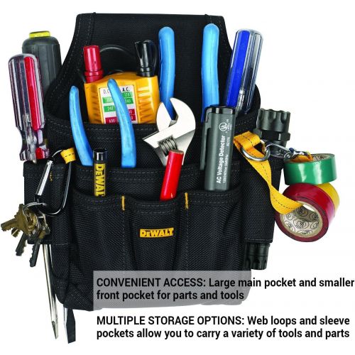  Custom Leathercraft DEWALT DG5103 Small Durable Maintenance and Electricians Pouch with Pockets for Tools, Flashlight, Keys