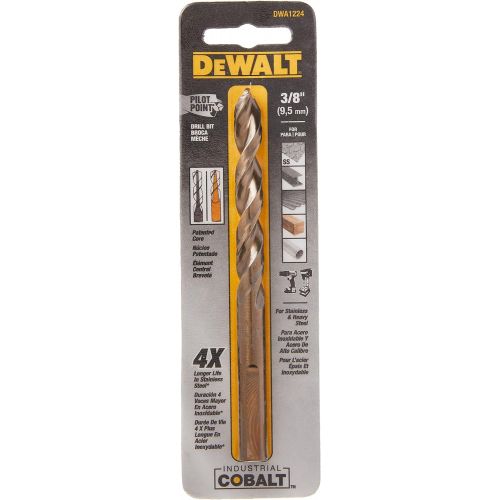  DEWALT Drill Bit, Pilot Point, Industrial Cobalt, 3/8-Inch (DWA1224)