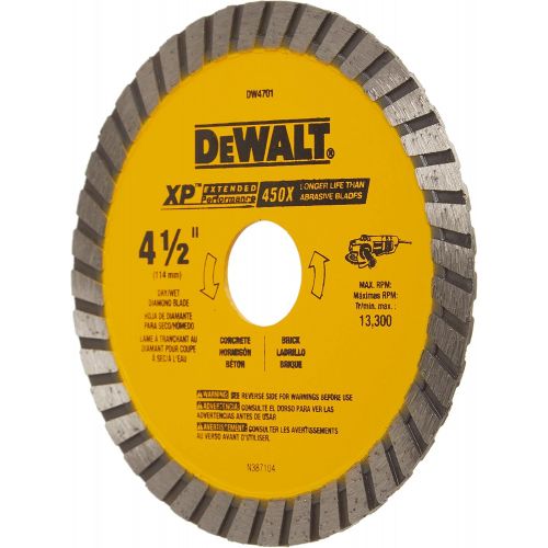  DEWALT Diamond Blade, Dry or Wet Cutting, Continuous Rim, 7/8-Inch Arbor, 4-1/2-Inch (DW4701)