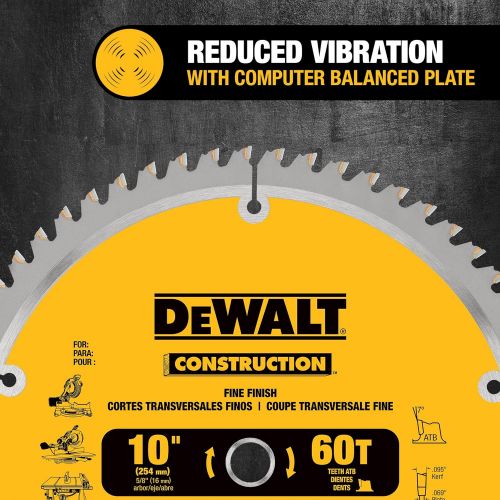  DEWALT 10-Inch Miter / Table Saw Blades, 60-Tooth Crosscutting & 32-Tooth General Purpose, Combo Pack (DW3106P5)