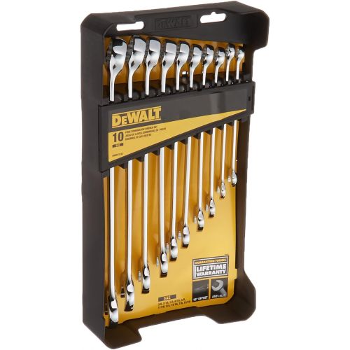  DEWALT Combination Wrench Set, SAE/MM, 10 Piece (DWMT72167)