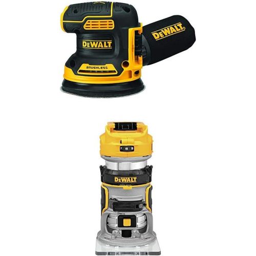  DEWALT 20V MAX Brushless Orbital Sander with Cordless Router, Tools Only (DCW210B & DCW600B)