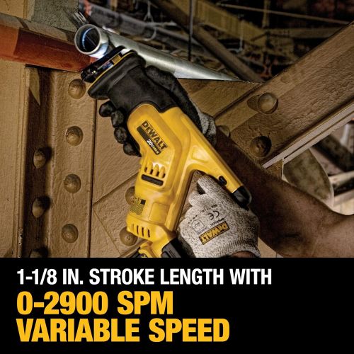  DEWALT 20V MAX Cordless Reciprocating Saw Kit, Compact, 2-Amp Hour (DCS387D1)