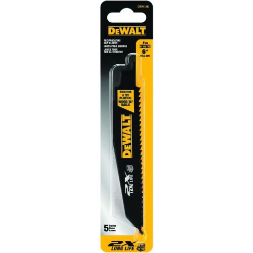  DEWALT Reciprocating Saw Blades, 9-Inch, 6-TPI, 5-Pack (DWA4169)