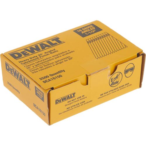  DEWALT Finish Nails, 20-Degree, 1-1/2-Inch, 16GA, 2000-Pack (DCA16150)
