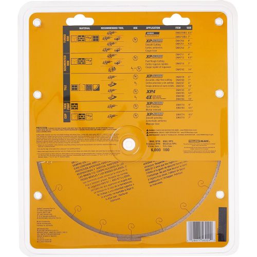  DEWALT Diamond Blade for Tile, Wet Cutting, 10-Inch x .060-Inch (DW4764)