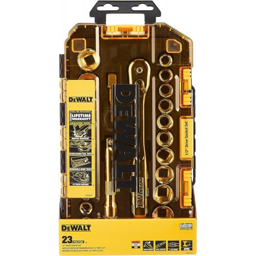  DEWALT Drive Socket Set, SAE/Metric, 1/2-Inch, 23-Piece (DWMT73813)